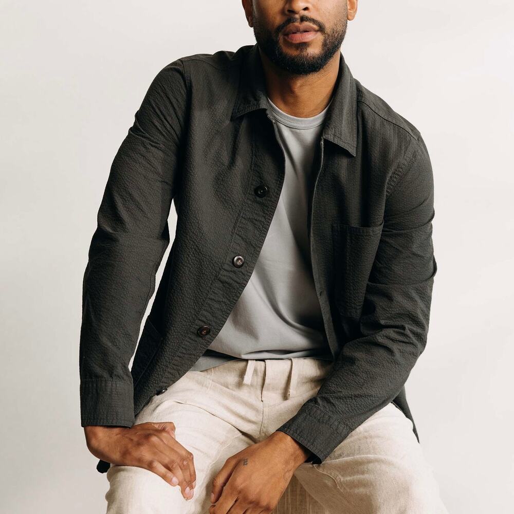 Taylor Stitch The Ojai Faded Black Seersucker Jacket 42 NEW Light Chore Coat